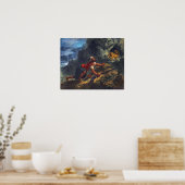 Delacroix - Arabier die een leeuw besluipt Poster (Keuken)