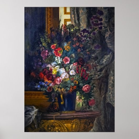 Delacroix - Bloemenvase met console 1849 Poster (Voorkant)
