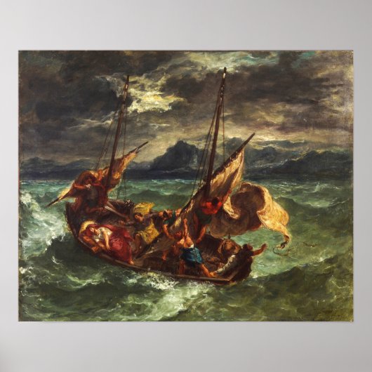 Delacroix - Christus op het Zee van Galilea Poster (Voorkant)
