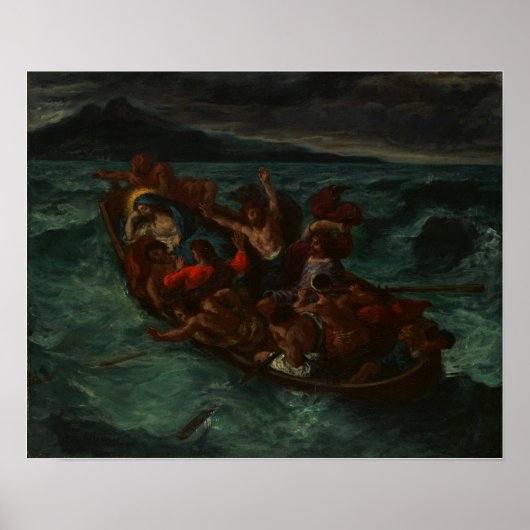 Delacroix - Christus slaapt tijdens de Tempest Poster (Voorkant)