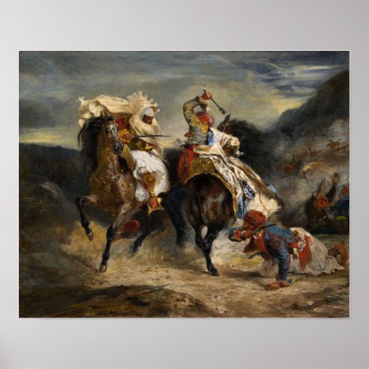 Delacroix - Combat du Giaour et Hassan 1826 Poster (Voorkant)