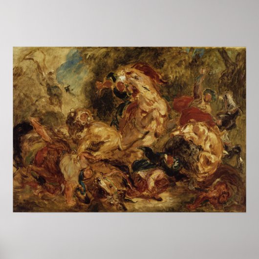 Delacroix - De Leeuwenjacht Poster (Voorkant)