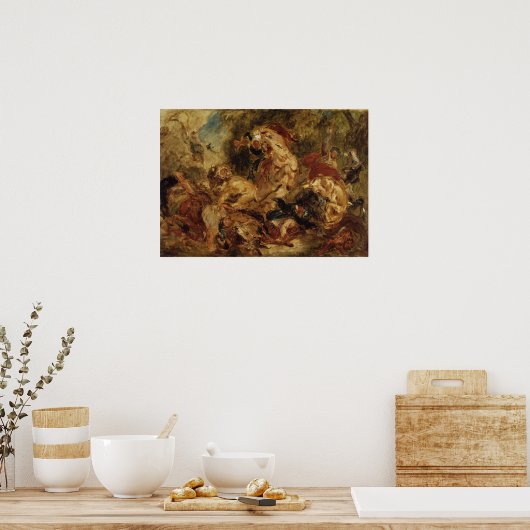 Delacroix - De Lion Hunt Poster (Keuken)