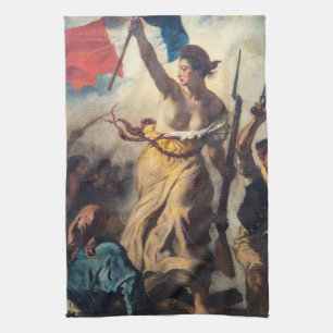 Delacroix - De Vrijheid Leidt het Volk Close-up Theedoek