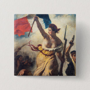 Delacroix - De Vrijheid Leidt het Volk Close-up Vierkante Button 5,1 Cm