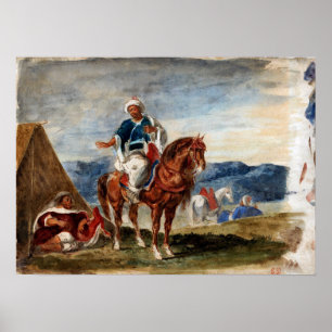 Delacroix - Drie Arabische ruiters bij een kampeme Poster