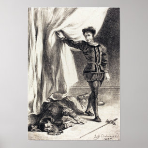 Delacroix - Hamlet en het lijk van Polonius (Acte Poster