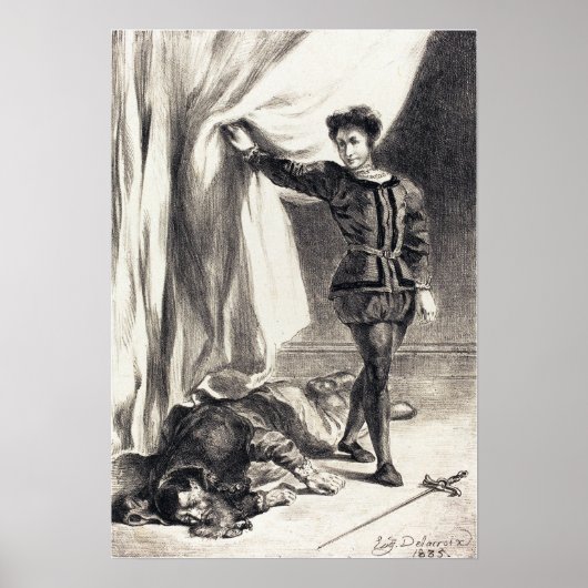 Delacroix - Hamlet en het lijk van Polonius (Acte  Poster (Voorkant)