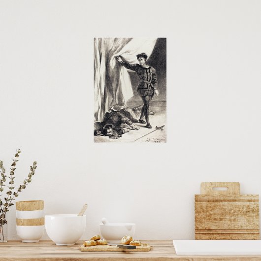 Delacroix - Hamlet en het polonium (wet ... Poster (Keuken)
