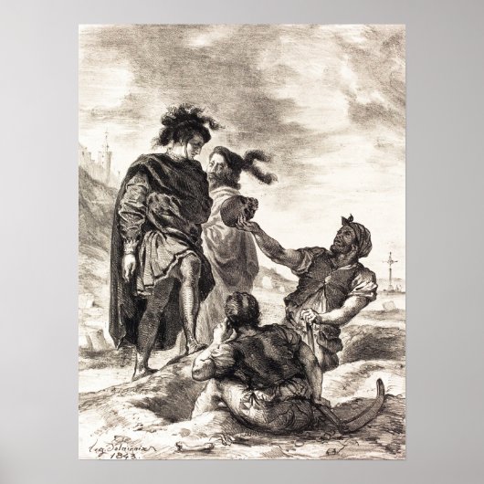 Delacroix - Hamlet en Horatio voor de Gravedi... Poster (Voorkant)