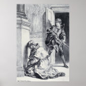 Delacroix - Hamlet probeert de koning te doden Poster (Voorkant)