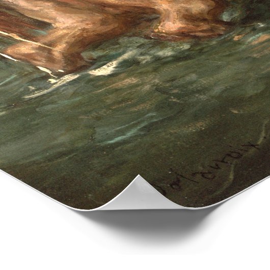 Delacroix - Horseman Crossing A Ford Poster (Hoek)