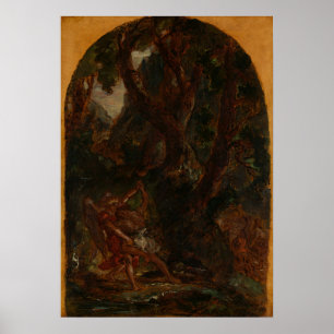 Delacroix - Jacob die met de engel ronddraait Poster