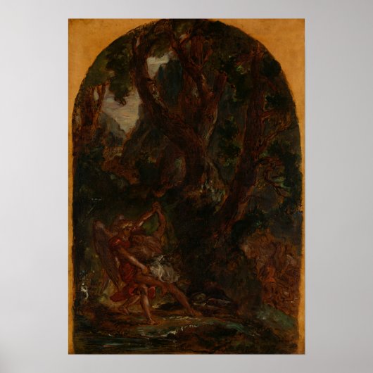 Delacroix - Jacob die met de engel ronddraait Poster (Voorkant)