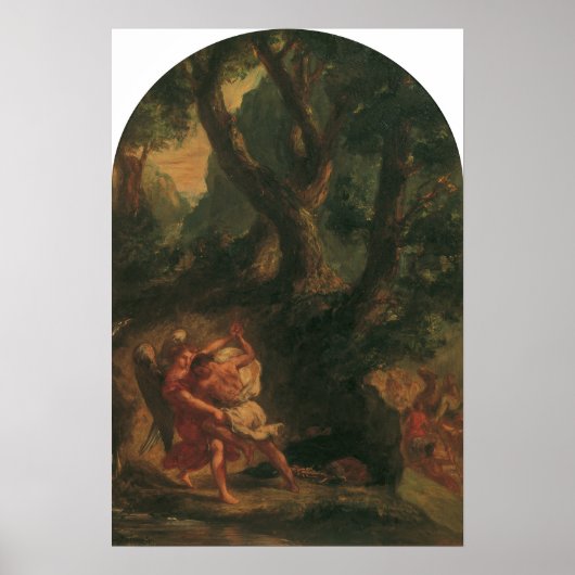 Delacroix - Jacob worstelt met de engel Poster (Voorkant)