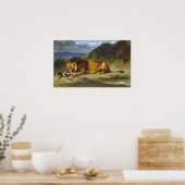 Delacroix - Lion die een geit wil Poster (Keuken)