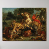 Delacroix - Lion Hunt 1855 Poster (Voorkant)