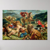 Delacroix - Lion Hunt Poster (Voorkant)