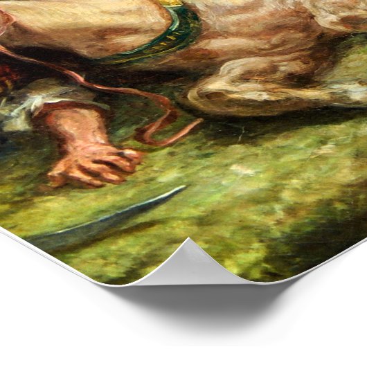 Delacroix - Lion Hunt Poster (Hoek)