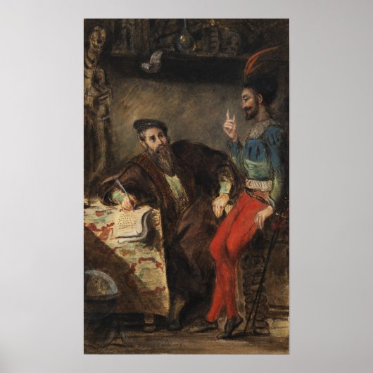 Delacroix - Mephistopheles verschijnt aan Faust Poster (Voorkant)