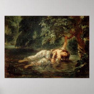 Delacroix - Ophelia's dood 1853 Poster