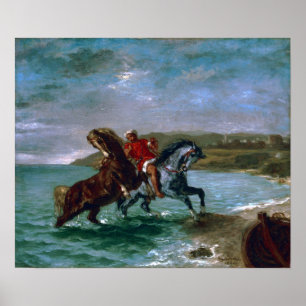 Delacroix - Paarden die uit de zee komen Poster