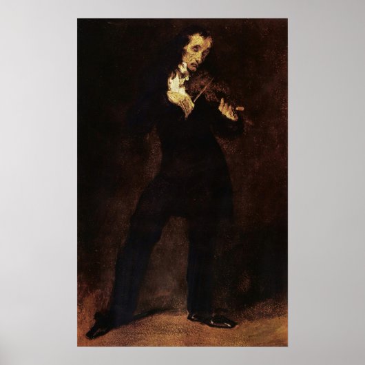 Delacroix - portret van Paganini Poster (Voorkant)