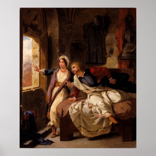 Delacroix - Rebecca en de gewonde Ivanhoe Poster (Voorkant)