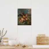 Delacroix - Ruiter die een voorde oversteekt Poster (Keuken)