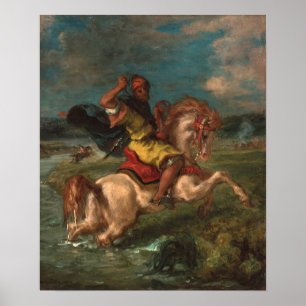 Delacroix - Ruiter die een voorde oversteekt Poster
