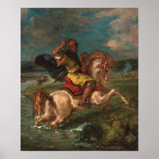 Delacroix - Ruiter die een voorde oversteekt Poster (Voorkant)