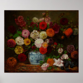 Delacroix - stilstaand leven met Dahlias 1835 Poster