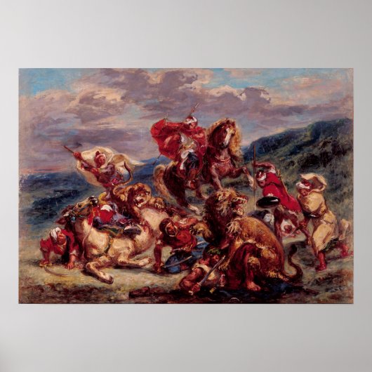 Delacroix - Studie over Lowen Hunt St Gallen Poster (Voorkant)