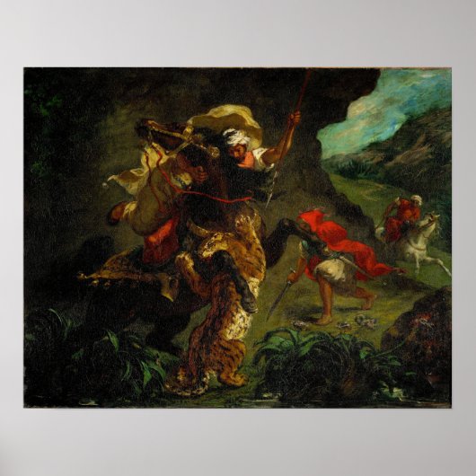 Delacroix - Tiger Hunt 1854 Poster (Voorkant)