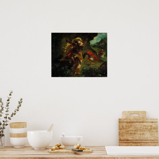 Delacroix - Tiger Hunt 1854 Poster (Keuken)