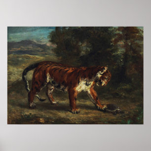 Delacroix - tijger die met een schildpad speelt poster