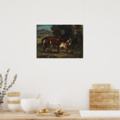 Delacroix - Tijger speelt met een schildpad Poster (Keuken)