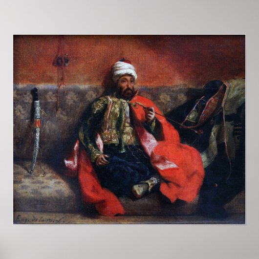 Delacroix - Turks roken op een bank Poster (Voorkant)