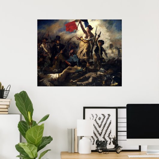 Delacroix's La Liberté Guidant le Peuple Poster (Thuiskantoor)