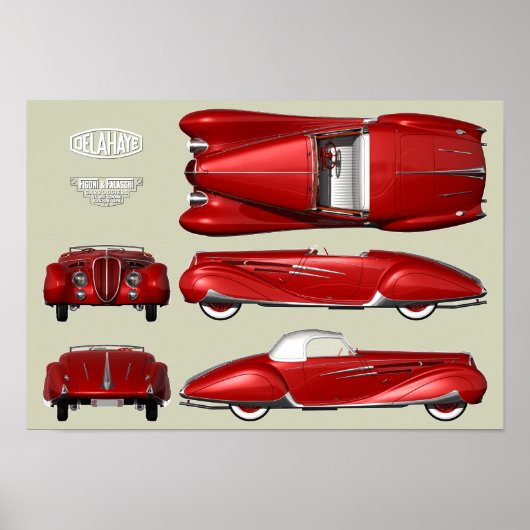 Delahaye 165 Figoni et Falaschi Poster (Voorkant)