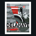 Delahaye Art Deco Automobile Ad Poster<br><div class="desc">Art Deco-gestileerde advertentie voor Delahaye Motors uit frankrijk,  met een cubistische compositie in een spel van donker en licht,  vormen en holtes.</div>