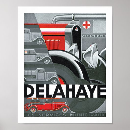 Delahaye Art Deco Automobile Ad Poster (Voorkant)