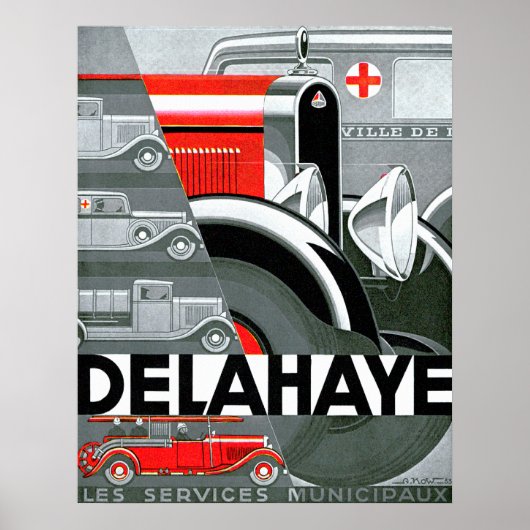 Delahaye ~  automatische reclame poster (Voorkant)