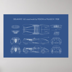 Delahaye Type 165 Transparante achtergrond Poster