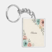 Delaicate Aquarel Schetsbloemen  Sleutelhanger (Voorkant Links)