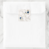 Delaicate blauwe gouden bloemen Gouden kruis Doop Vierkante Sticker (Tas)