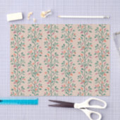 Delaicate botanische bladstreeppatroon op blozen tissuepapier (Craft)