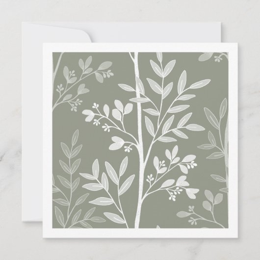 Delaicate olijfgroene bloemstreep Art Kaart (Voorkant)
