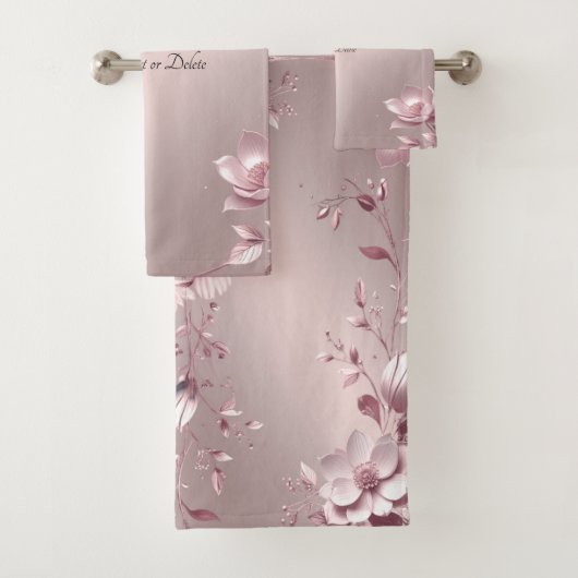 Delaicate Roze Bloemenset Handdoeken (Insitu)