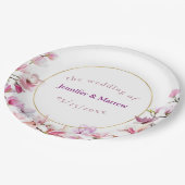 Delaicate Roze Magnolia Houten Bruiloft Papieren B Papieren Bordje (Gekanteld)